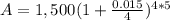 A=1,500(1+\frac{0.015}{4})^{4*5}