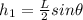 h_1=\frac{L}{2}sin\theta