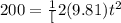 200 = \frac{1}[2}(9.81)t^2