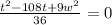 \frac{t^2 - 108t + 9w^2}{36}=0