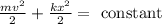 \frac{m v^{2}}{2}+\frac{k x^{2}}{2}=\text { constant }
