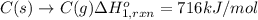 C(s) \rightarrow C(g) \Delta H^o_{1,rxn} = 716 kJ/mol