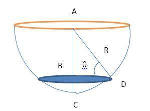Abowl in the shape of a hemispere is filled with water to a depth h=3 inches. the radius of the bowl