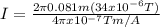 I=\frac{2 \pi 0.081 m (34 x 10^{-6} T)}{4 \pi x 10^{-7} Tm/A}