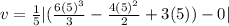 v = \frac{1}{5} |(\frac{6(5)^{3} }{3} - \frac{4(5)^{2} }{2} + 3(5)) - 0|