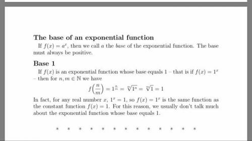 20 points   determine if the function f is an exponential function. if so, identify the base. if not