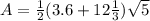 A=\frac{1}{2}(3.6+12\frac{1}{3})\sqrt{5}