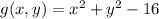 g(x,y)=x^2+y^2-16