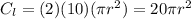 C_l=(2)(10)(\pi r^2)=20\pi r^2