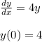 \frac{dy}{dx} = 4y\\\\y(0) = 4