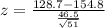 z=\frac{128.7-154.8}{\frac{46.5}{\sqrt{51}}}