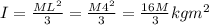 I = \frac{ML^2}{3} = \frac{M4^2}{3} = \frac{16M}{3} kgm^2