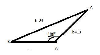 Consider a triangle abc for which ∠a=100∘,a=34,b=13. if such a triangle can not exist, then write no