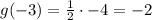 g(-3) = \frac{1}{2} \cdot -4 = -2