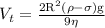 V_{t}=\frac{2 \mathrm{R}^{2}(\rho-\sigma) \mathrm{g}}{9 \eta}