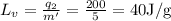 L_{v} = \frac{q_{2}}{m^{\prime}} = \frac{200}{5} = 40 \mathrm{J} / \mathrm{g}