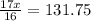 \frac{17x}{16}=131.75