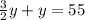 \frac{3}{2}y+y=55