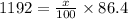 1192=\frac{x}{100}\times 86.4