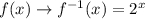 f(x)\rightarrow f^{-1}(x)=2^x