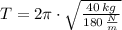 T = 2\pi\cdot \sqrt{\frac{40\,kg}{180\,\frac{N}{m} } }