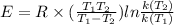 E= R \times(\frac{T_{1}T_{2}}{T_{1}-T_{2}})ln\frac{k(T_{2})}{k(T_{1})}