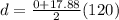 d = \frac{0 + 17.88}{2}(120)