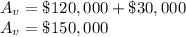 A_{v}= \$120,000 +\$30,000\\A_{v}= \$150,000