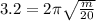 3.2=2\pi \sqrt{\frac{m}{20} }