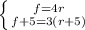 \left \{ {{f=4r} \atop {f+5=3(r+5)}} \right.