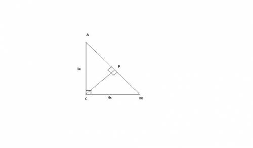 Given:  △acm, m∠c=90°, cp ⊥ am ac: cm=3: 4, mp-ap=1. find am.