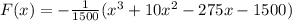 F(x)=-\frac{1}{1500}(x^3+10x^2-275x-1500)