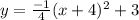 y=\frac{-1}{4}(x+4)^2+3