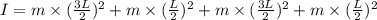 I=m\times (\frac{3L}{2})^2+m\times (\frac{L}{2})^2+m\times (\frac{3L}{2})^2+m\times (\frac{L}{2})^2
