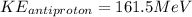 KE_{antiproton} = 161.5 MeV