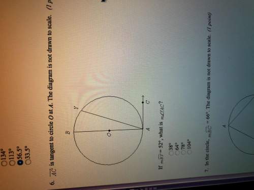 Ac is tangent to circle o at a. the diagram is not drawn to scale. if m by=52 degrees what is m yac?