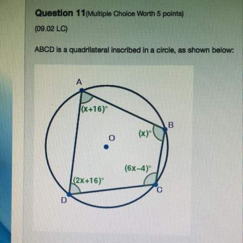 Abcd is a quadrilateral inscribed in a circle as shown. what equation can be used to described to so