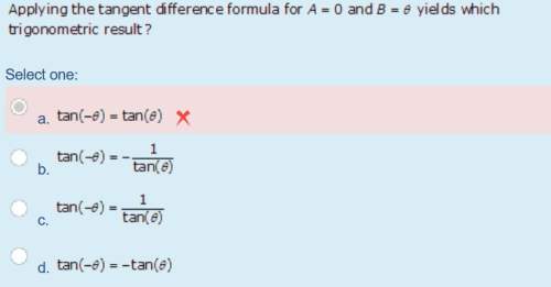 Applying the tangent difference formula for a=0 and b= theta yields which trigonometric result elect