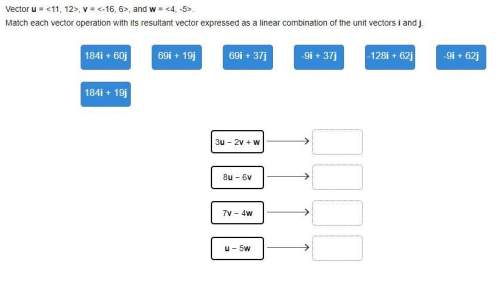 Match each vector operation with its resultant vector expressed as a linear combination of the unit
