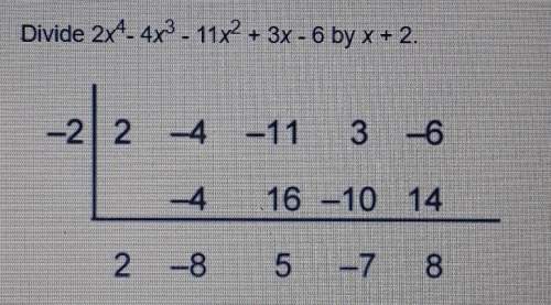 Look at the work shown for the division problem shown on the right.the remainder is