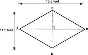 Afarm is to be built in the shape of quadrilateral abcd, as shown below. all four sides are equal.a