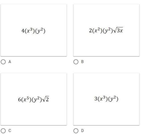Which is equal to the following sqrt12x^5y^4