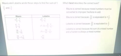 Maura and latasha wrote these steps to find the sum of 1 2/3 and 1/5 which best describes the correc