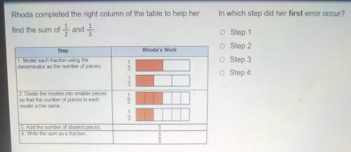 Rhonda completed the right column of the table to her find the sum of 1/2 and 1/3 in which step did