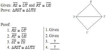 Justify the last 2 steps. given: rs=ut and rt=us prove rst=uts proof: 1. rs=ut given 2. rt=us give