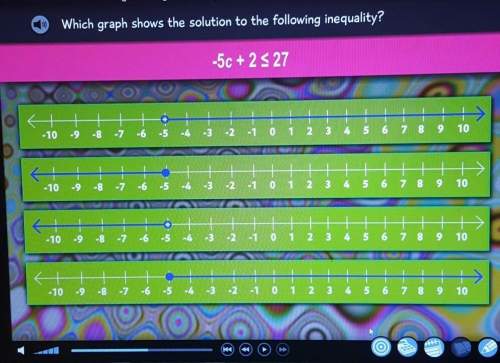 Which graph shows the solution to the following inequality -5 c + 2 less than or equal to 27