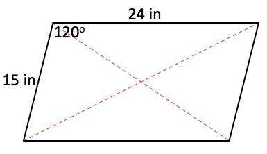Using the parallelogram pictured, find the length of the shorter diagonal. round your answer to the