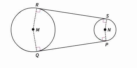 In the pulley system shown in this figure, mq = 30 mm, np = 10 mm, and qp = 21 mm. find mn.