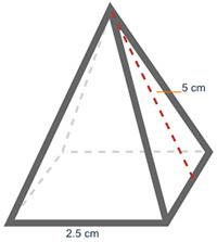 (05.07) a square pyramid is shown. what is the surface area? a. 15.25 cm2 b. 15.625 cm2 c. 31.25 c