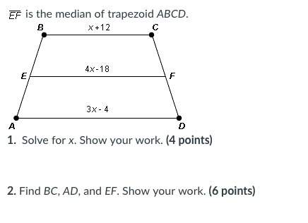 Ef is the median of trapezoid abcd.